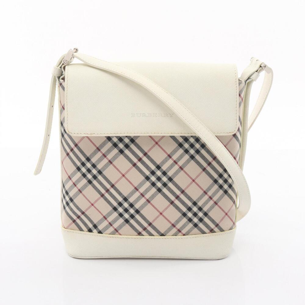 Burberry Nova Check Canvas Leather Shoulder Bag White Beige Tan Multicolor - Picture 1 of 9